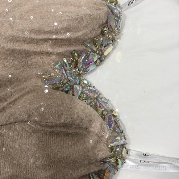 Gigi Brand Beige/Nude Short Tube Top Dress Size 8 - Picture 3 of 8